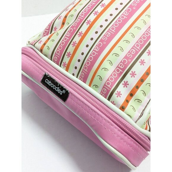 Caboodles Mini Backpack Pink Striped Tote Makeup Organizer Toiletry Mirror Zip - Picture 5 of 7